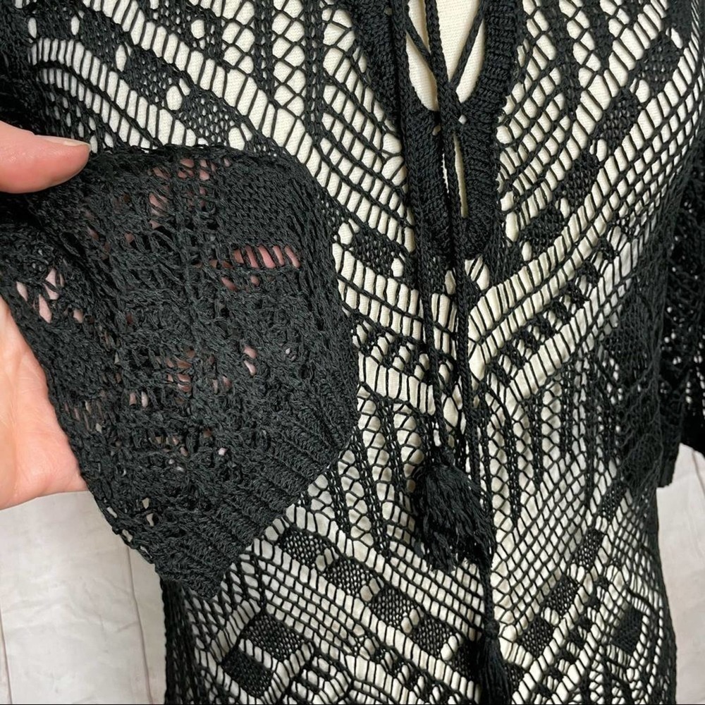 Black Crochet Knit Beach Cover Up Dress One Size - Picture 11 of 12